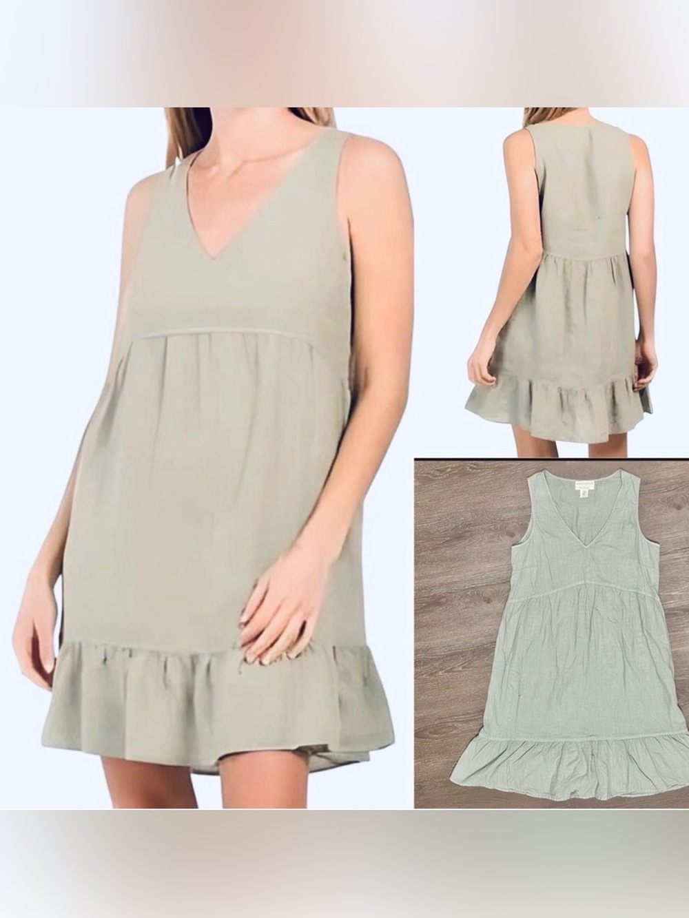 Cynthia Rowley Sage Linen Dress Spring Summer Size M Medium Coastal Beach Cruise